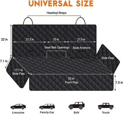 Waterproof dog car seat cover for back seat protection