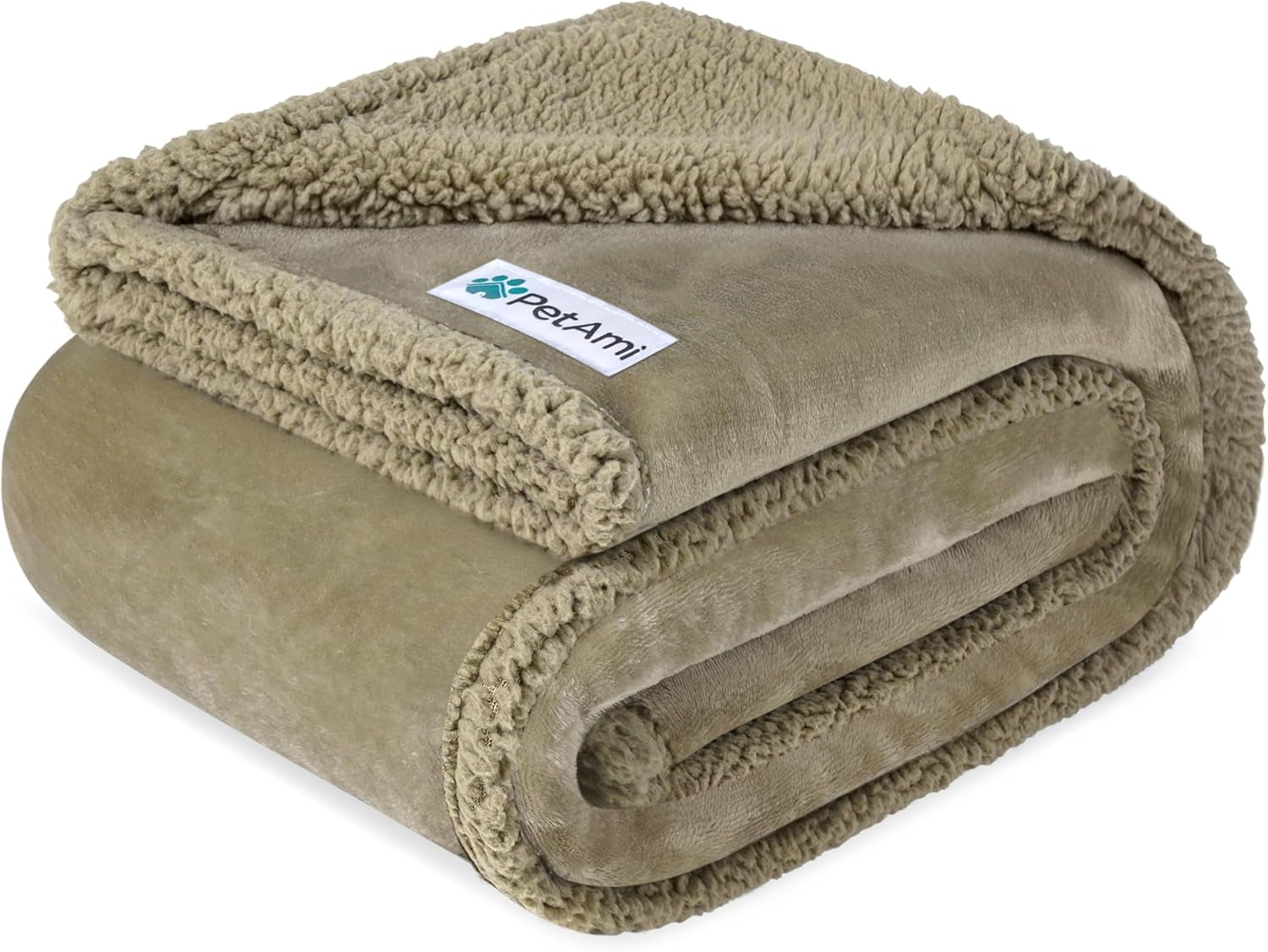 Waterproof Dog Blanket for Couch, Large 60X40, Pee Proof Sherpa Fleece Reversible Pet Throw, Furniture Protector for Bed Sofa Kennel, Soft Washable Cover for Medium Dogs Cats, Taupe Sherpa
