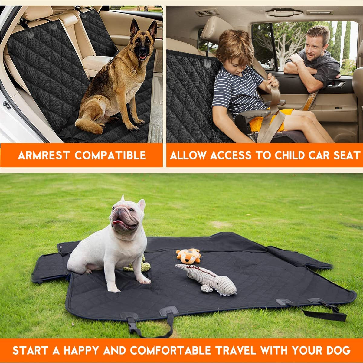 Waterproof dog car seat cover for back seat protection
