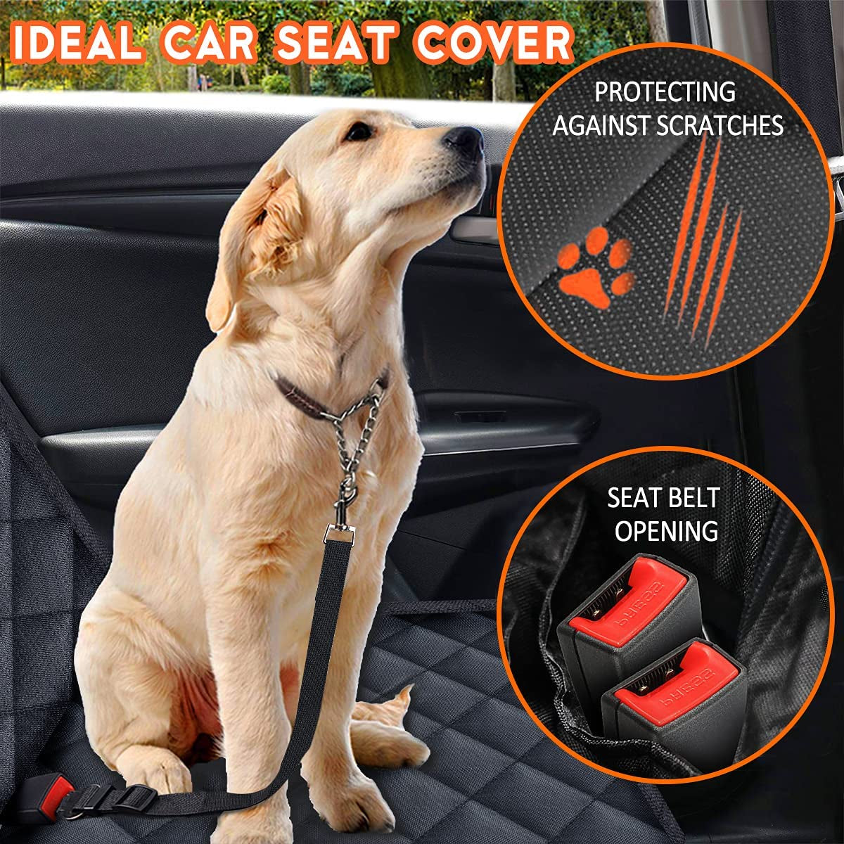 Waterproof dog car seat cover for back seat protection