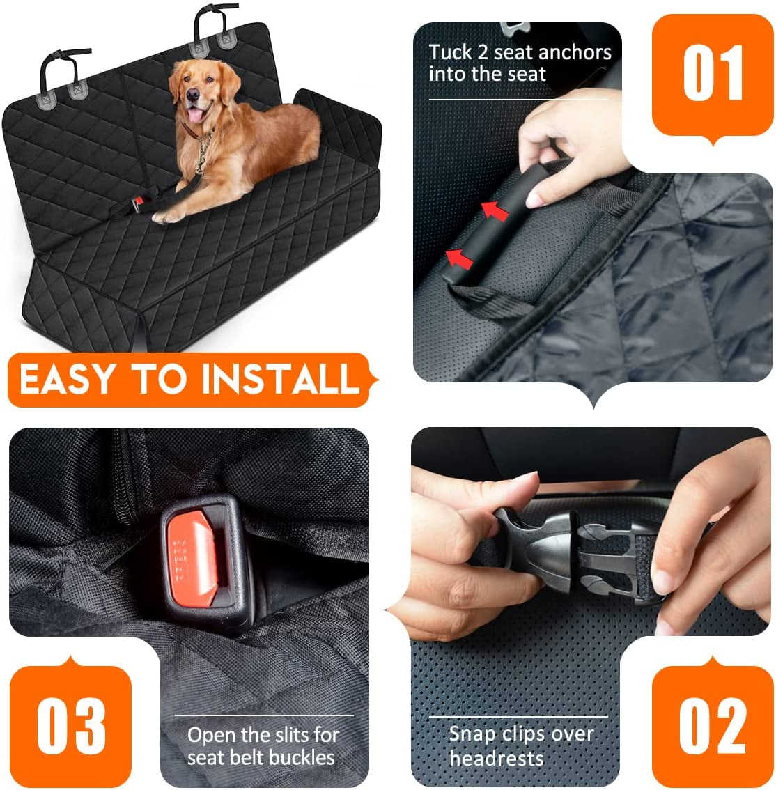 Waterproof dog car seat cover for back seat protection